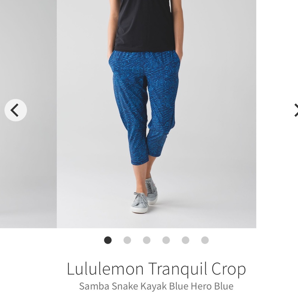 ISO IN SEARCH OF Lululemon Tranquil Crop Samba Snake Kayak Blue Hero Blue SZ 10